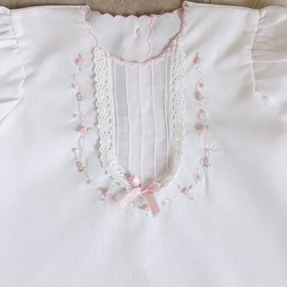 Newborn Girl's Diaper Set Pearls Bullion Embroidery Coming Home First Portraits - Picture 4 of 6